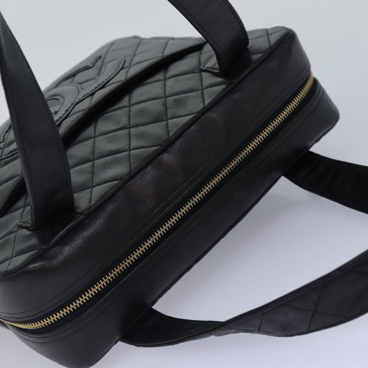 Chanel CHANEL Matelasse Coco Mark Hand Bag Lamb Skin Black Gold CC Size ONE SIZE - 6 Thumbnail