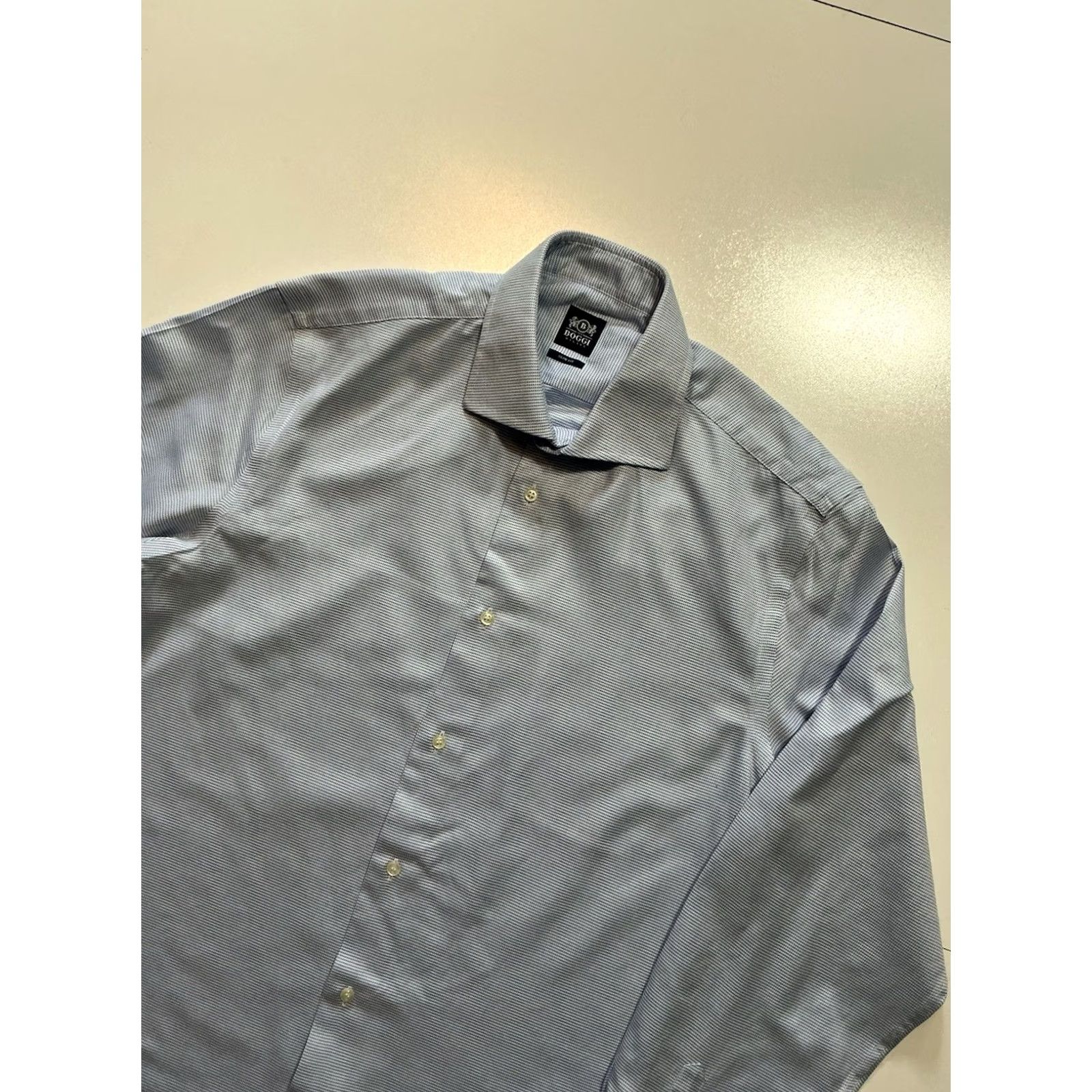 Vintage Boggi Milano Slim Fit Dress Shirt 100% Cotton Blue/White Long Sleeve Button 40 Mens Size 40R - 3 Thumbnail