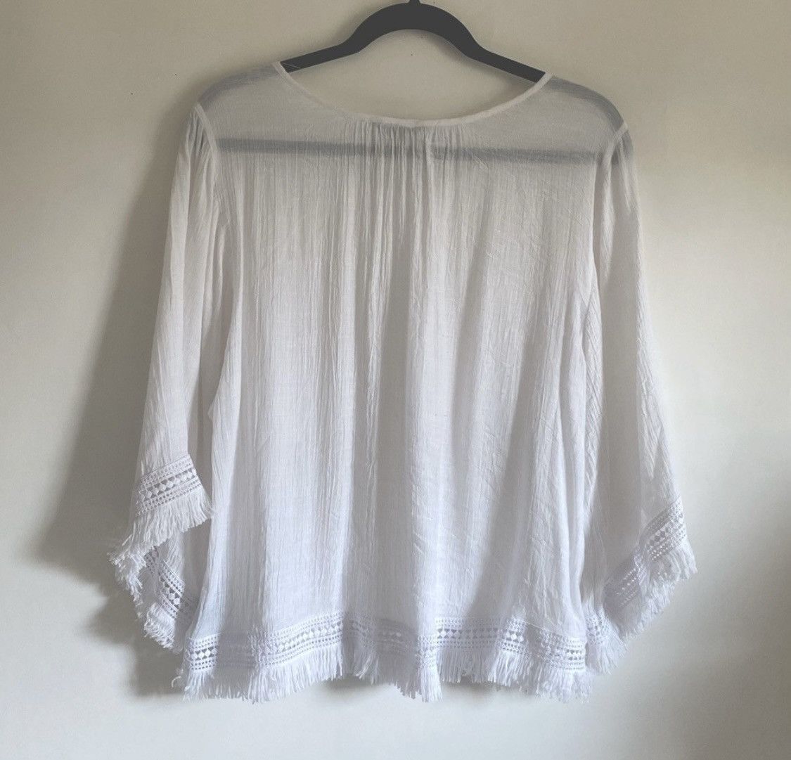 Other UNIQUE SPECTRUM WHITE BOHO EYELET FRINGED TOP SHIRT Size L / US 10 / IT 46 - 4 Thumbnail