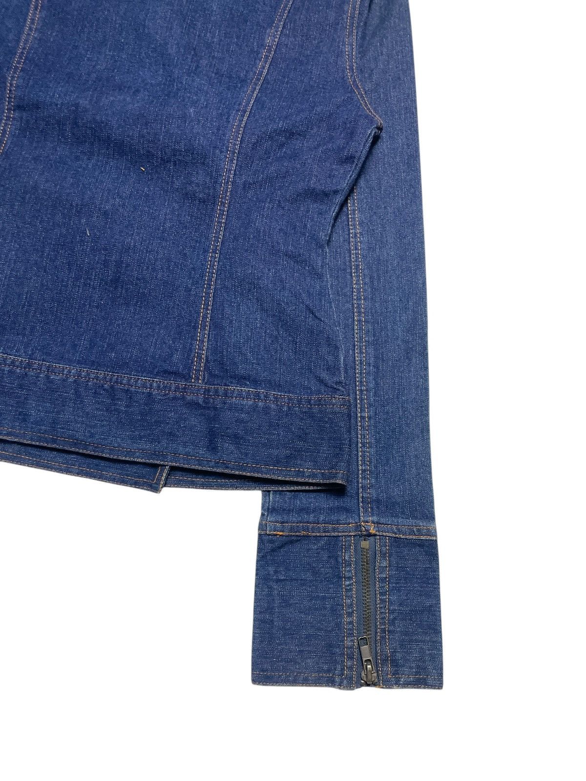 Angel Blue 2000’s Lazy Daisy - Asymmetrical Bikers Crop Denim Jacket Size M / US 6-8 / IT 42-44 - 13 Thumbnail