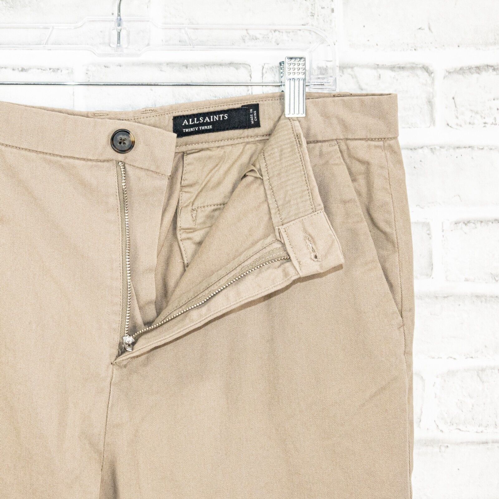 Allsaints ALL SAINTS Men's Muro Cropped Tappered Chino Pants in Khaki Size US 33 - 2 Thumbnail