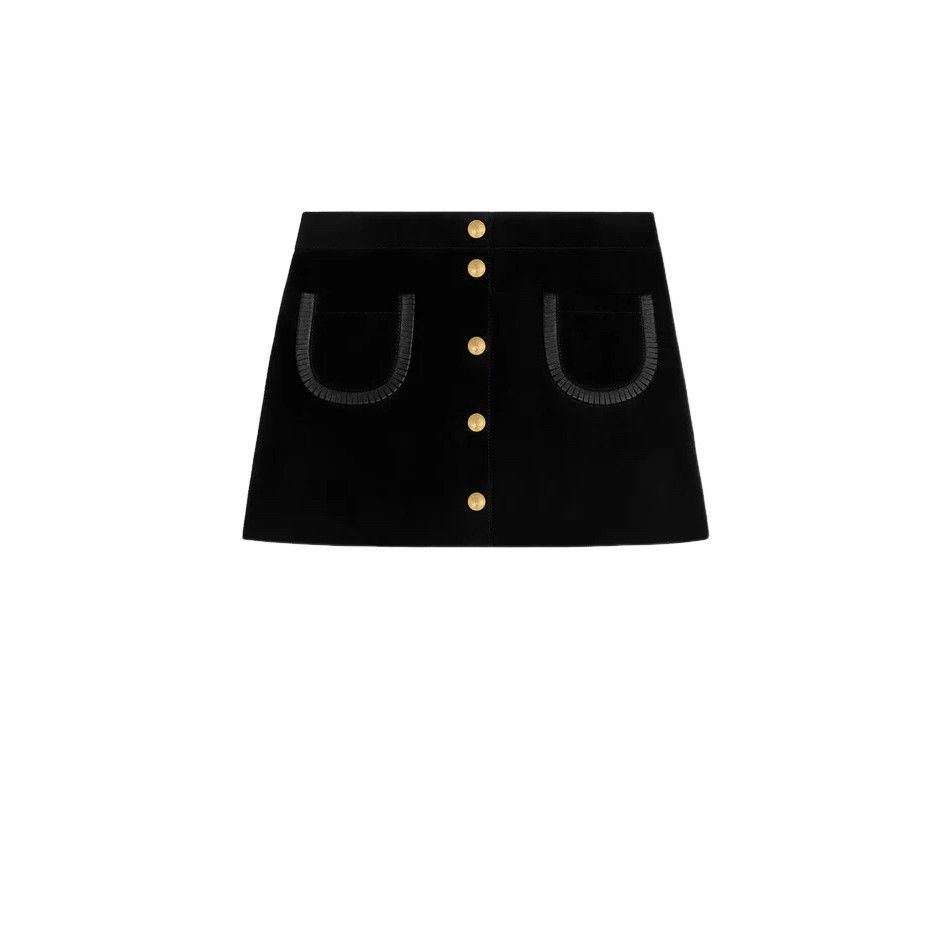 CELINE $4050 Black Suede Mini Skirt New & Authentic (Women's