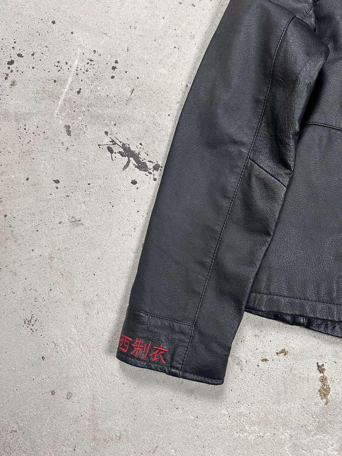 Vintage y2k Black Genuine Leather Jacket Japanese