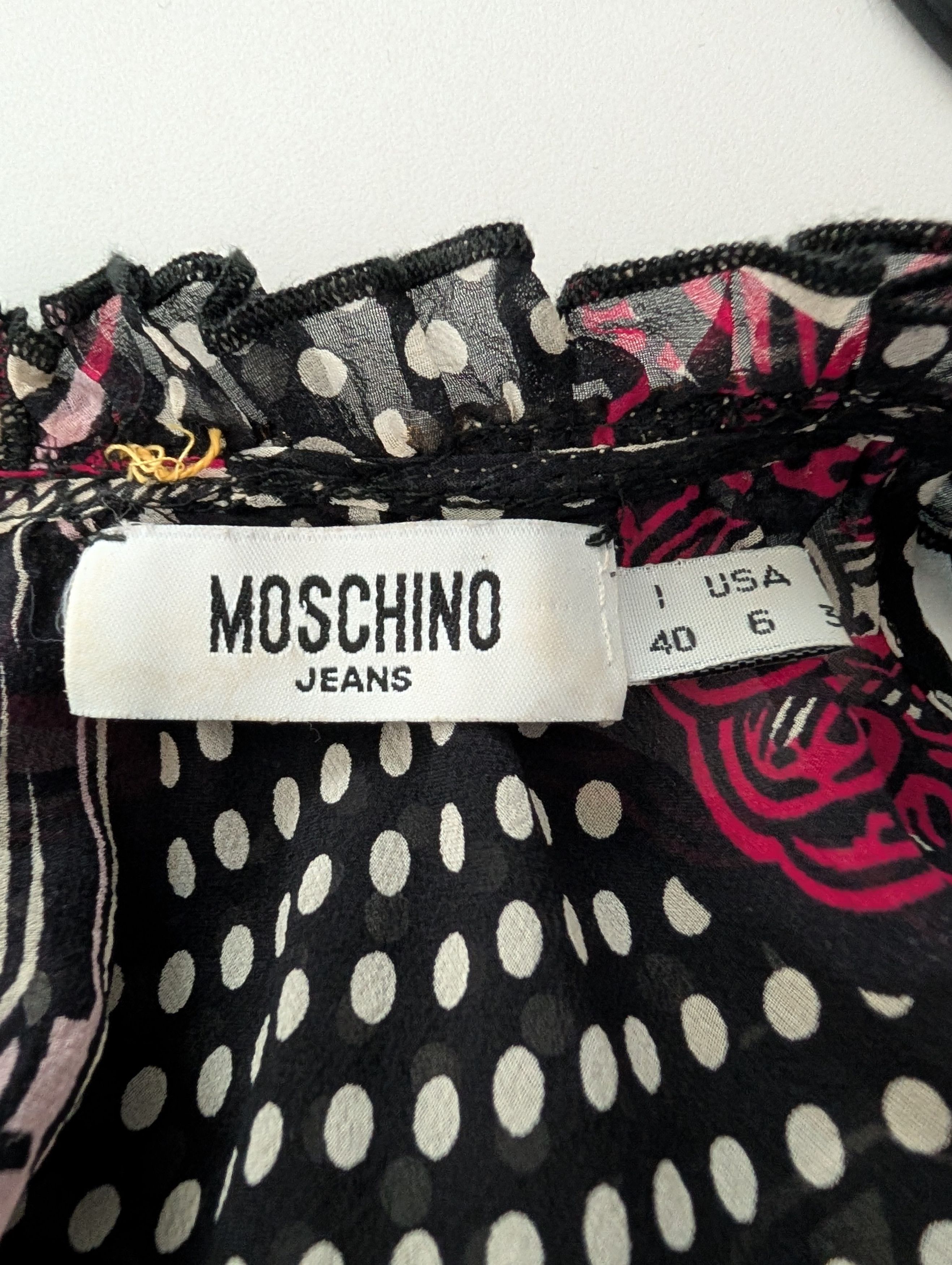 Moschino Pokka Dots Printed Silk Sheer Top Size S / US 4 / IT 40 - 5 Thumbnail