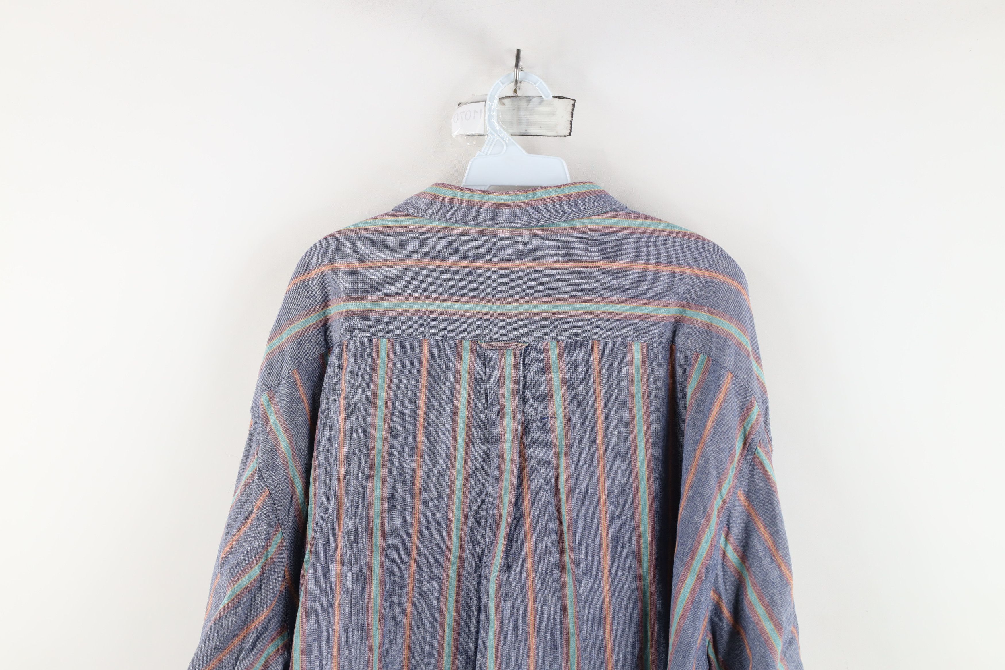 Vintage Vintage 90s Needle Rainbow Striped Oxford Button Down Shirt Size US XXL / EU 58 / 5 - 11 Thumbnail