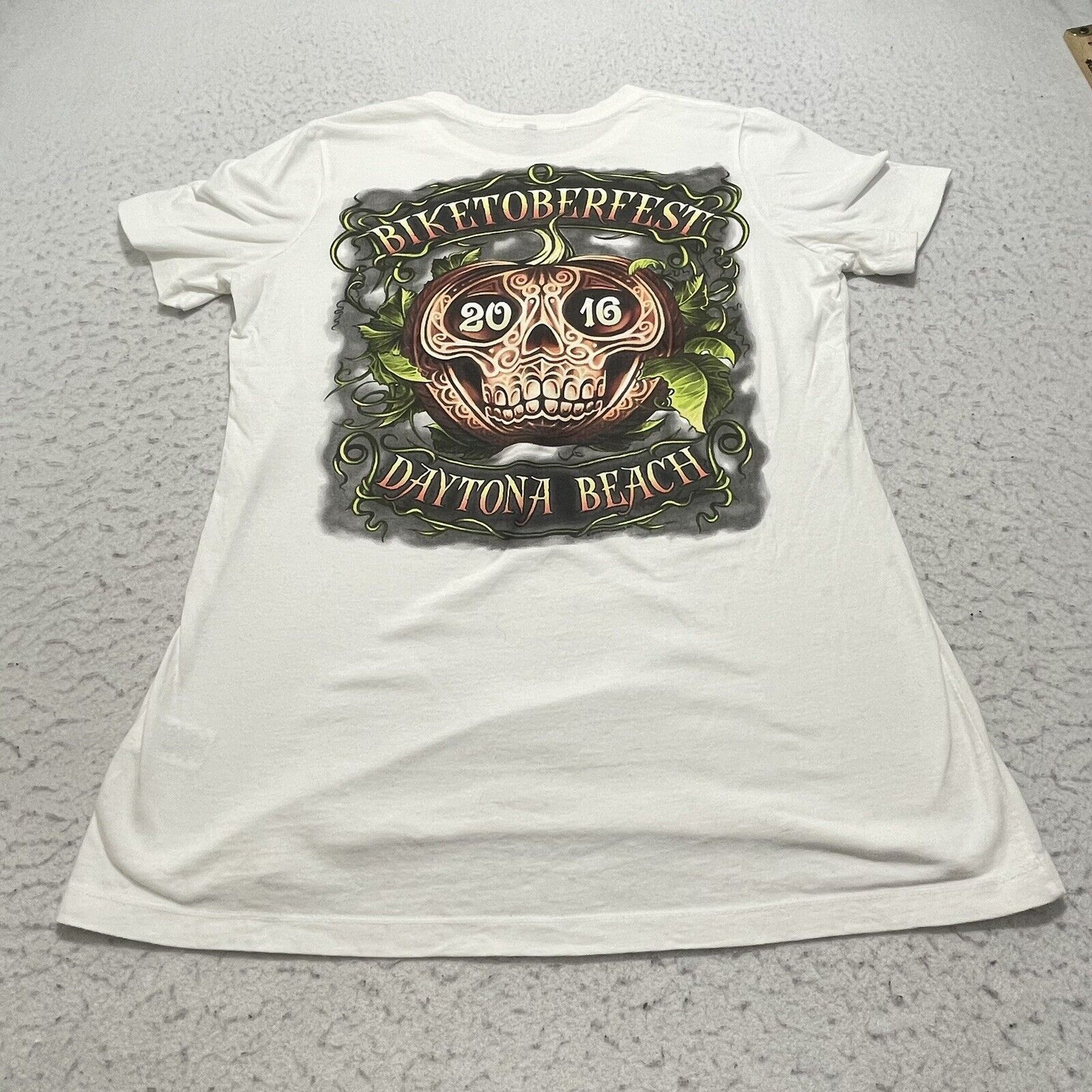Vintage Hot Leathers 2016 Daytona Beach Biketober Fest T-Shirt Size L / US 10 / IT 46 - 2 Thumbnail