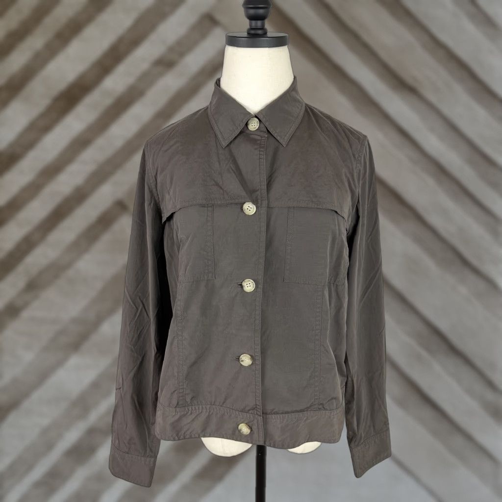 Vintage VTG 90s Y2K Doncaster Brown Jacket Women 4 / S Nylon Cotton Blend Minimalist Grunge Jacket) Size S / US 4 / IT 40 - 1 Thumbnail