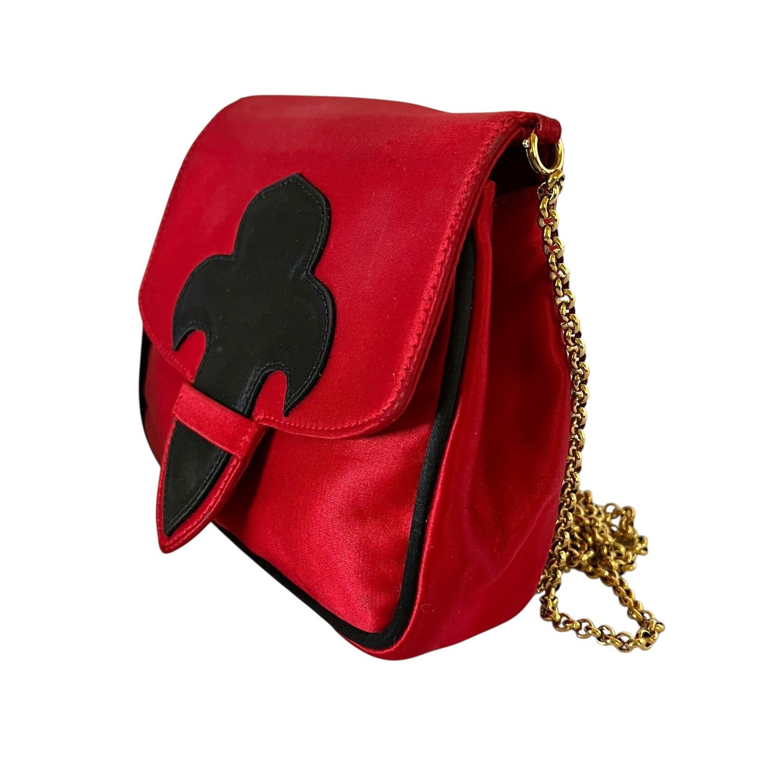 Escada × Vintage Escada Vintage Fleur De Lis Red Satin Crossbody Evening Bag Size ONE SIZE - 9 Thumbnail