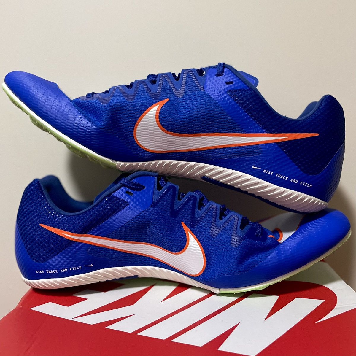 Nike Nike Zoom Rival Racer Blue Safety Orange Track Field Spikes Size US 12 / EU 45 - 5 Thumbnail