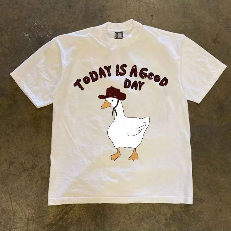 Vintage White casual retro cartoon duck print t-shirt Size US M / EU 48-50 / 2 - 1 Thumbnail