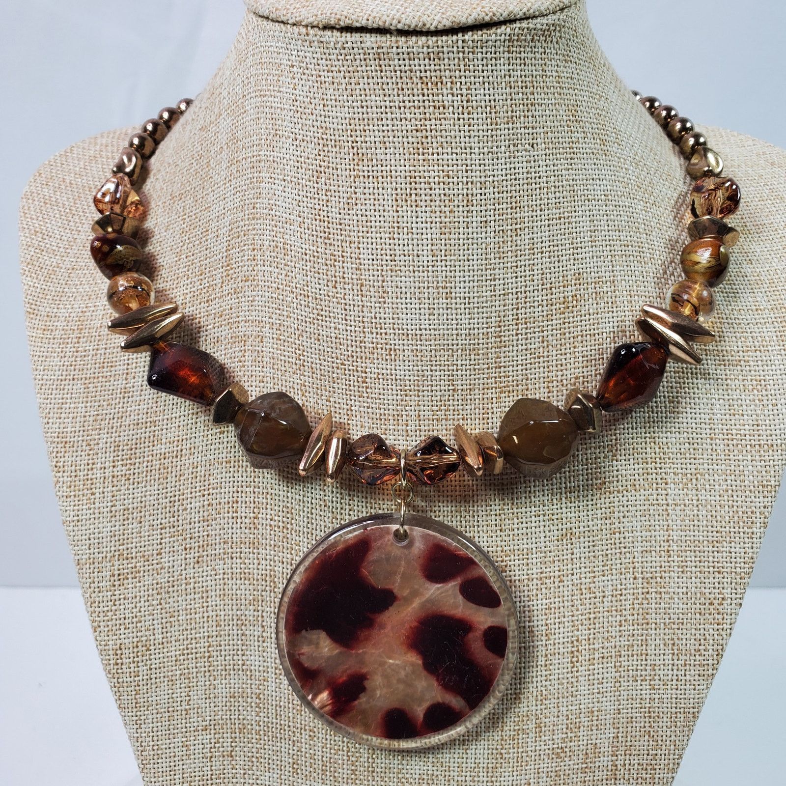 The Unbranded Brand Casual Career Choker Necklace Springy w/ Pendant Brown Size ONE SIZE - 4 Thumbnail