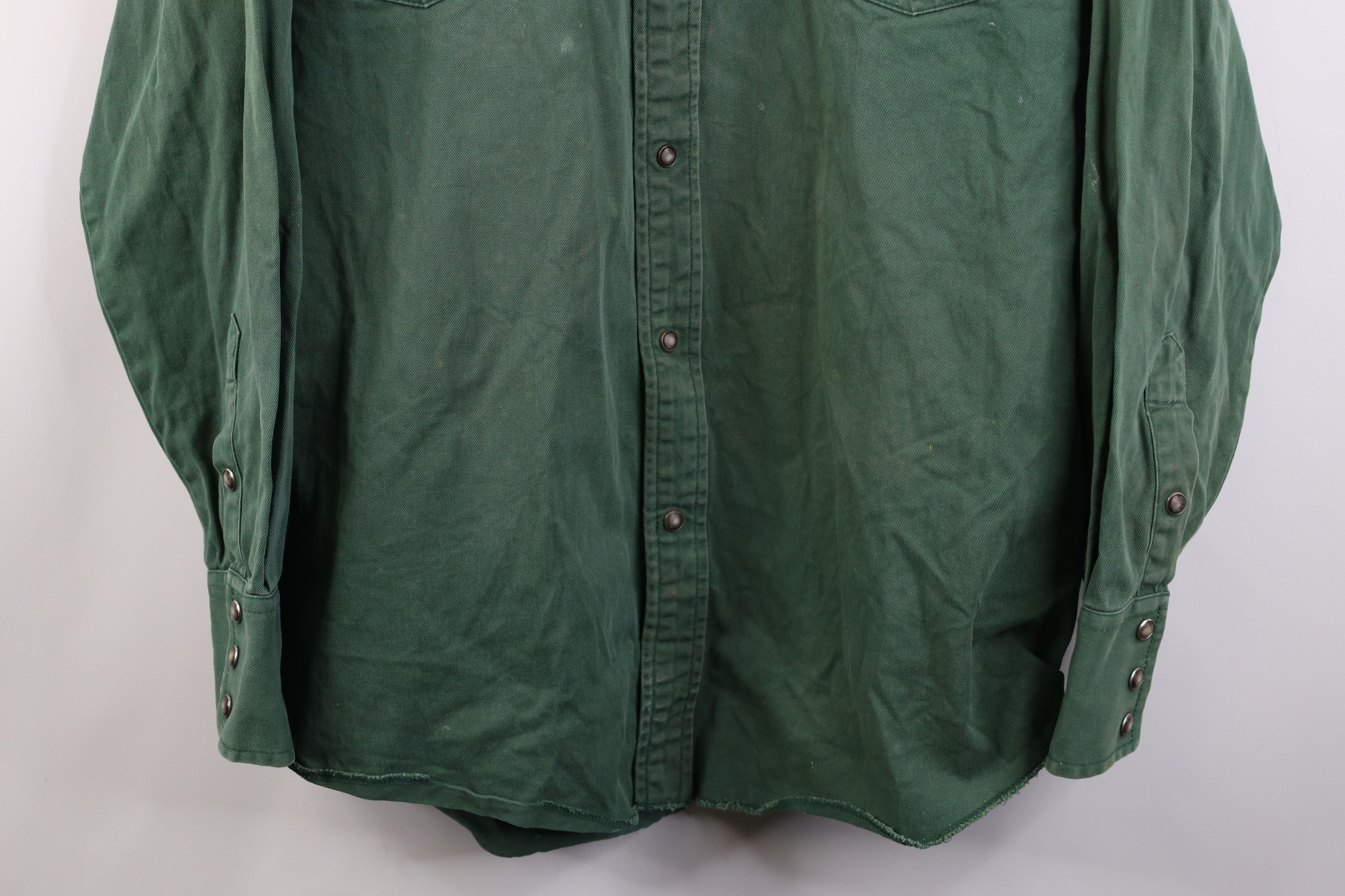 Vintage Vintage 90s Streetwear Heavy Twill Western Snap Button Shirt Size US XL / EU 56 / 4 - 3 Thumbnail