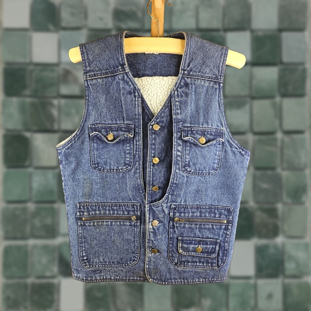 Denime VINTAGE 90' HALF MOON HUNTING WORK SHERPA LINING DENIM VEST SZ MEDIUM Size US M / EU 48-50 / 2 - 1 Thumbnail