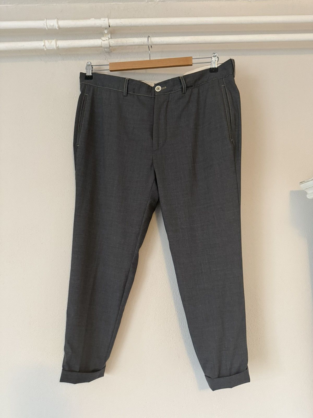 Brunello Cucinelli Brunello Cucinelli Grey Wool Trousers with Cuffed Hem Size US 36 / EU 52 - 2 Thumbnail