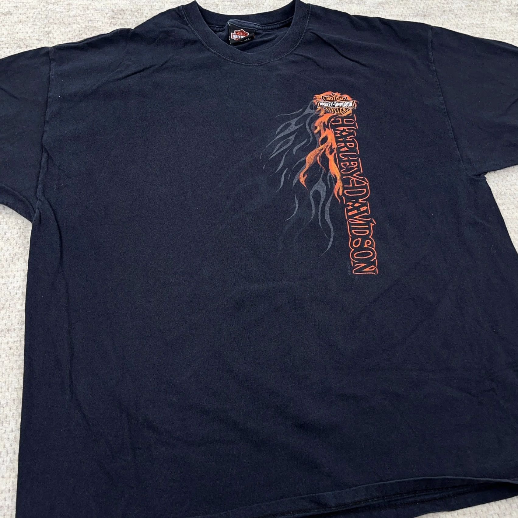 Harley Davidson VINTAGE Harley-Davidson Shirt Men 2XL Black Fire Flames Skull Graphic Print Crew Neck Short Sleeve 80s Biker Mens Shirts Size US XXL / EU 58 / 5 - 5 Thumbnail