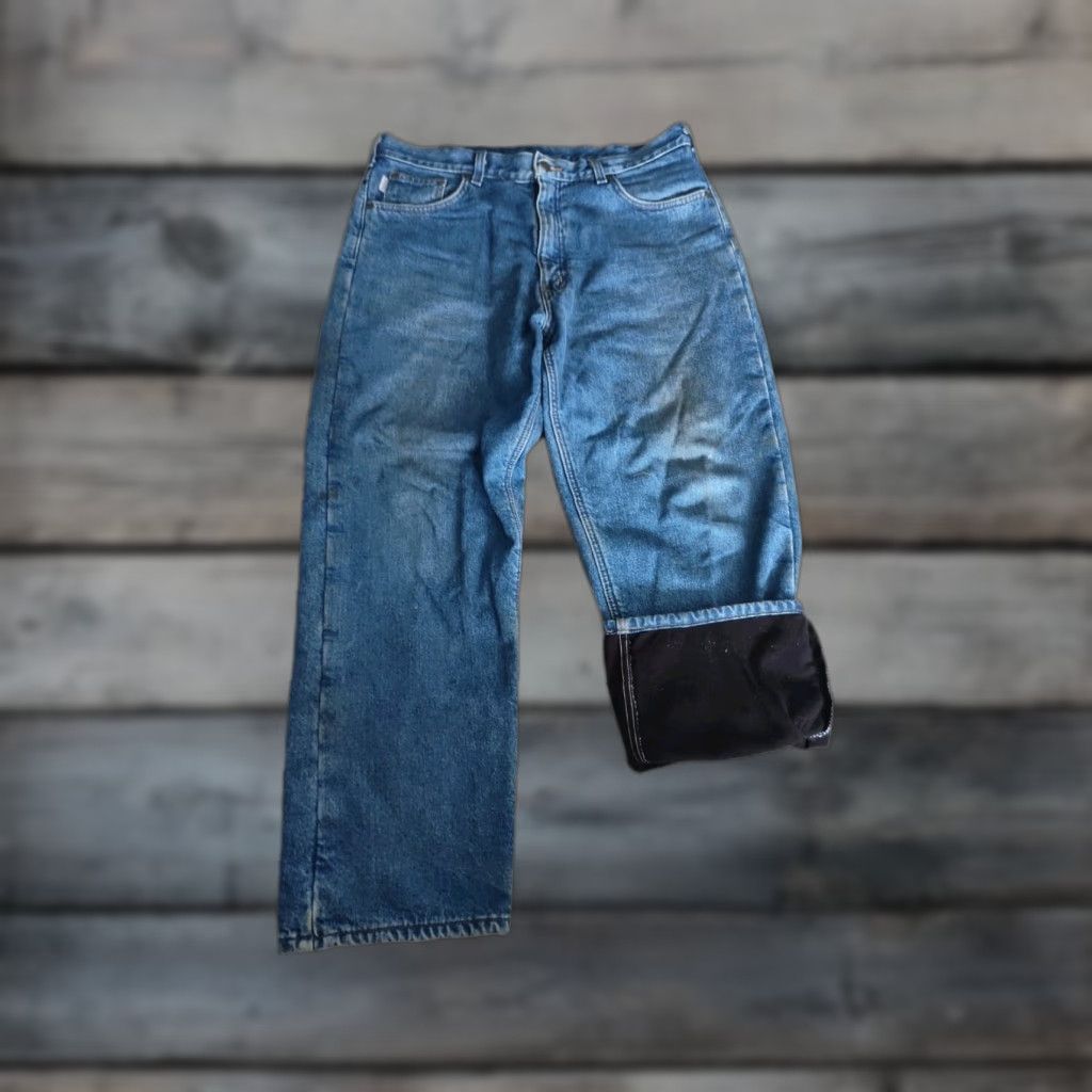 Carhartt VINTAGE Carhartt Jeans Denim Workwear 38x30 Regular Unisex? (Adult) Blue DST B155 Distressed 5-Pocket Zip Closure Workwear Mens Size US 38 / EU 54 - 1 Thumbnail