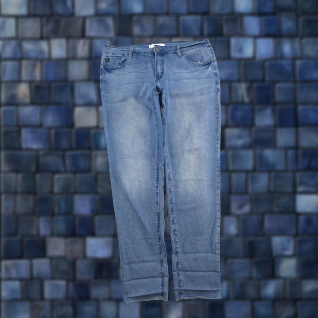Vintage Kancan Jeans Womens Mid Rise Medium Wash Skinny Blue Stretch Denim Size 15/31 Slim 5-Pocket Design Button Zip Womens Clothing Size 24" / US 00 / IT 34 - 1 Thumbnail