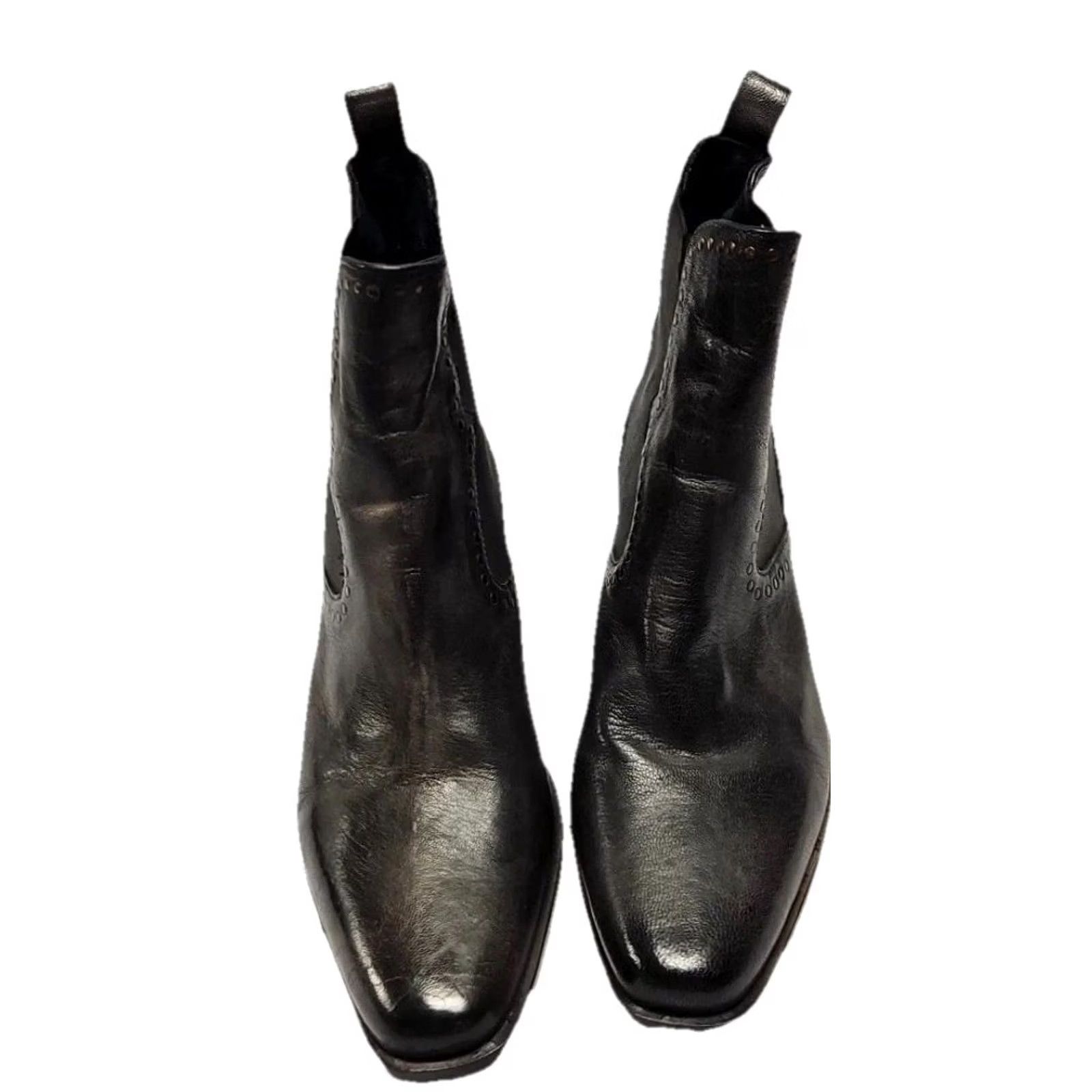 ROA ROAN Black Leather Chelsea Ankle Boots Women’s 9.5 Studded Block Heel Boho Western Chelsea Boots Womens Size US 10 / IT 40 - 2 Thumbnail