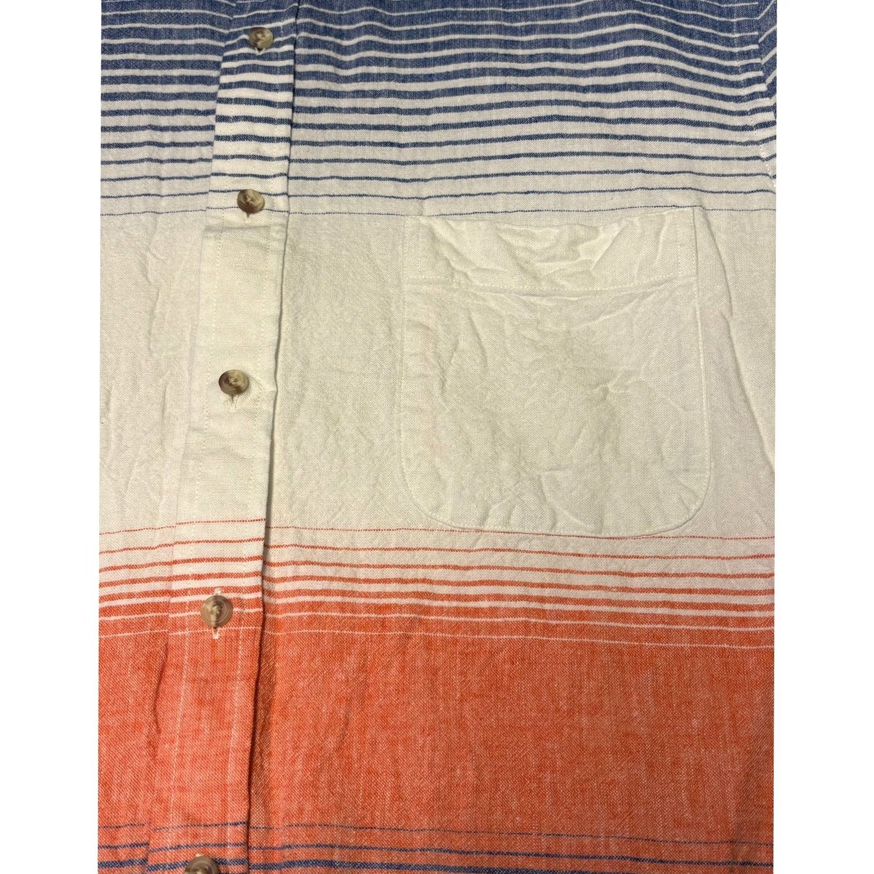 Vintage Paul Fredrick Mens Slim Fit Linen Blend Mandarin Collar Ombre Stripe Shirt L Size US L / EU 52-54 / 3 - 2 Thumbnail