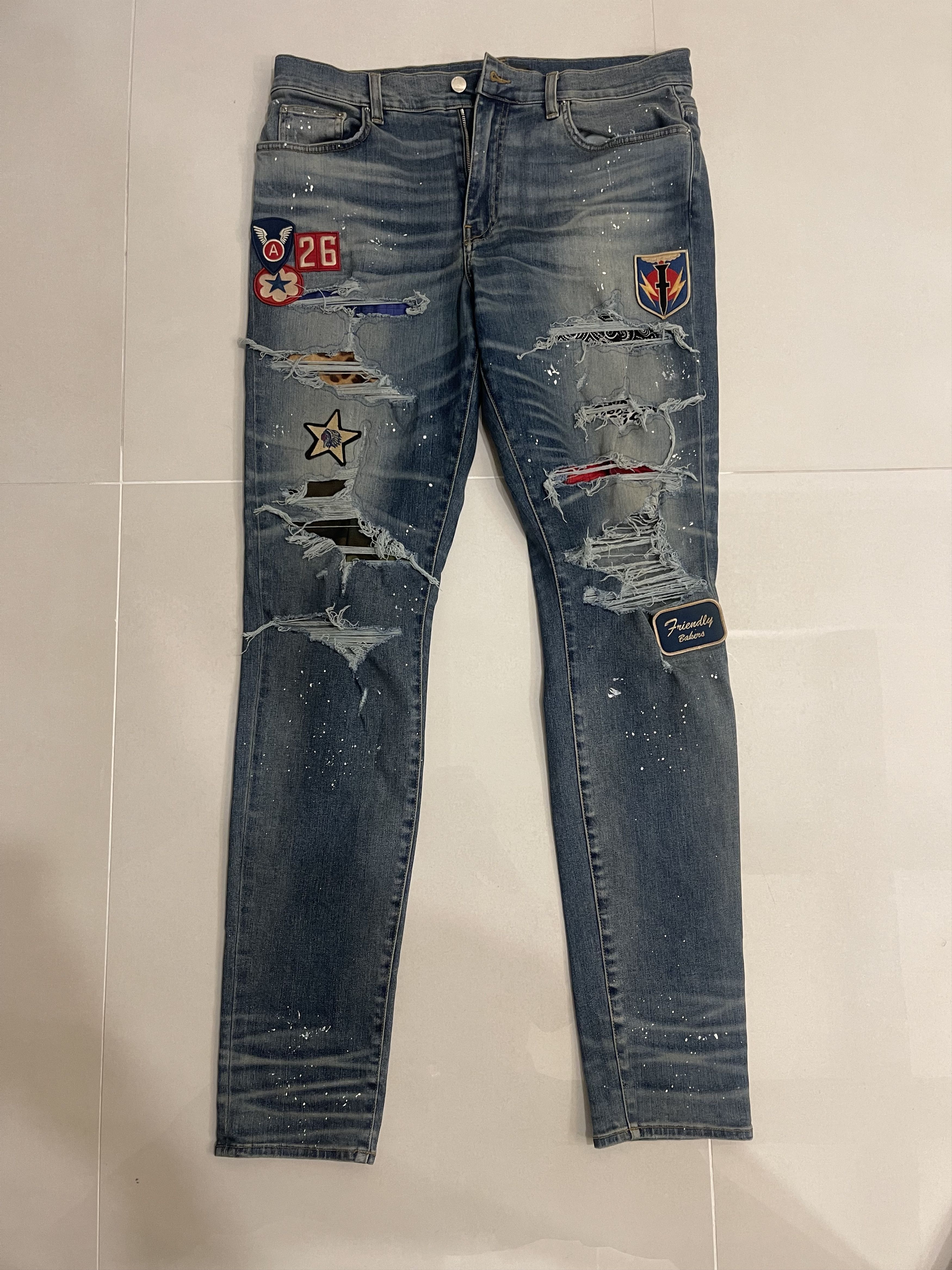 Amiri Amiri indigo art patch painted jeans Size US 38 / EU 54 - 2 Thumbnail