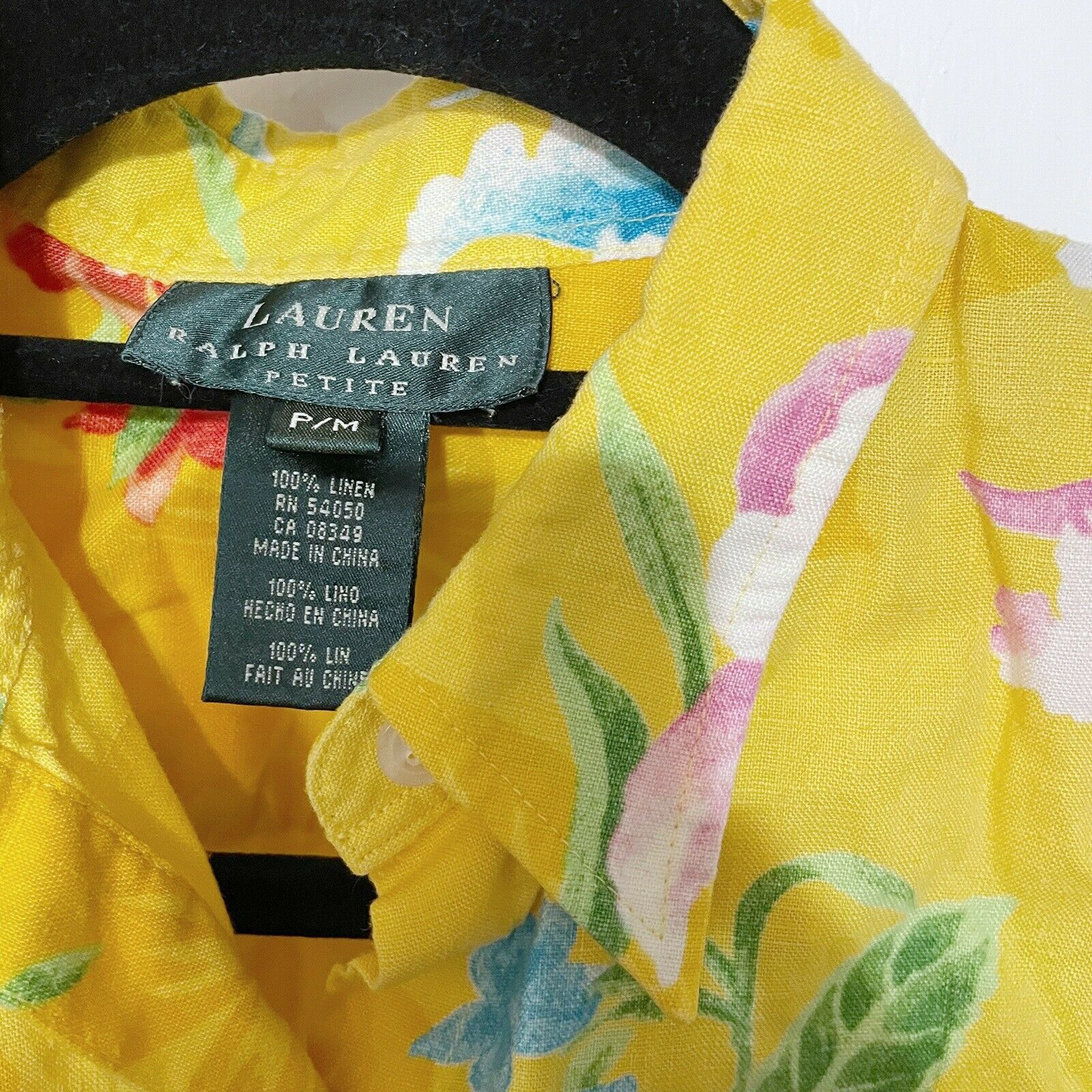 Lauren Ralph Lauren LRL Ralph Lauren MP Floral Hawaiian Crop Top Yellow Linen Size M / US 6-8 / IT 42-44 - 3 Thumbnail