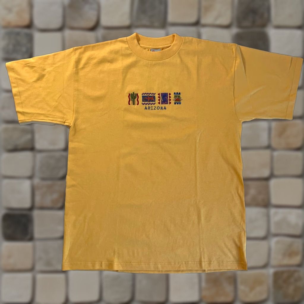 Vintage VINTAGE Desert Heat Arizona T-Shirt Unisex Adults Short Sleeve Crew Neck XL Yellow Embroidered 90s Made in USA Mens Womens Size US XL / EU 56 / 4 - 1 Thumbnail