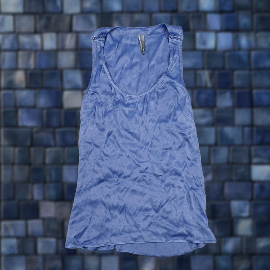 Anthropologie Anthropologie Tank Top Womens Large Blue Viscose Button Shoulder Scoop Neck Size L / US 10 / IT 46 - 1 Thumbnail