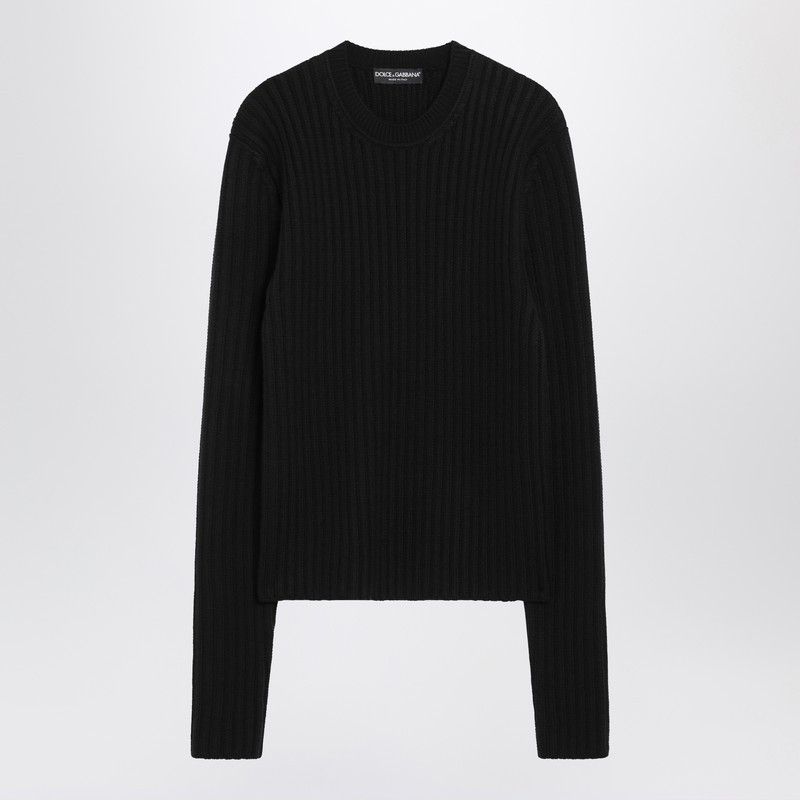 Dolce&Gabbana Black Ribbed Wool Sweater