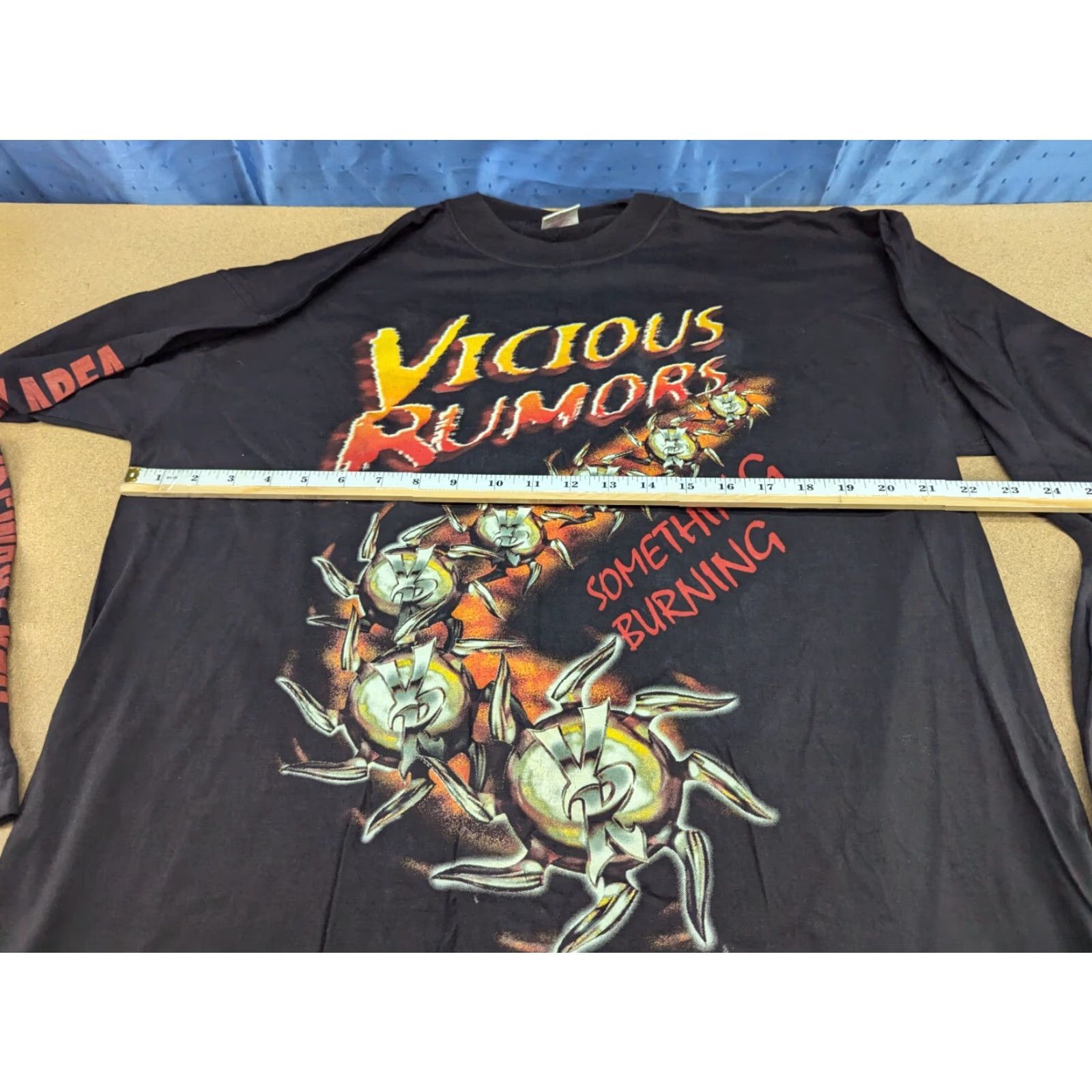 Vintage VINTAGE Airtees T-Shirt Unisex Adults XL Black 90s Europe Tour 1996 Vicious Rumors Something Burning Shirt Size US XL / EU 56 / 4 - 5 Thumbnail