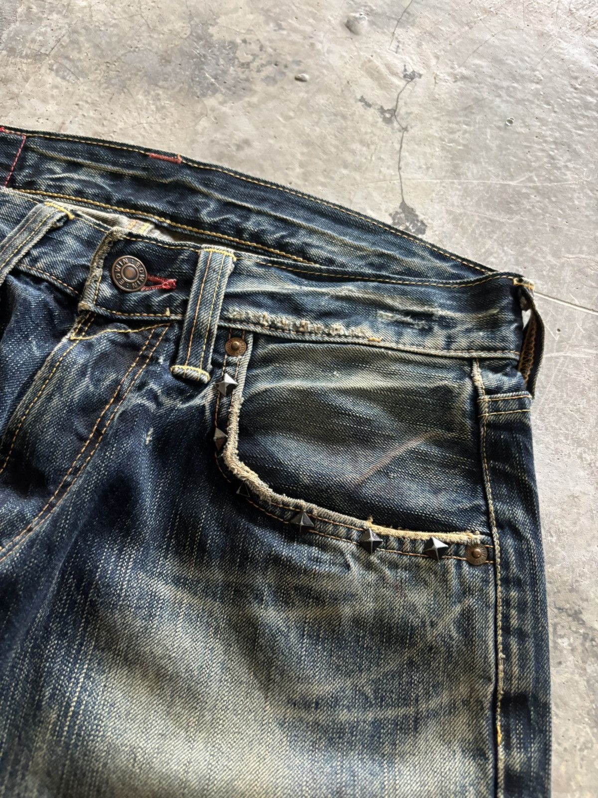 Edwin edwin distressed japanese denim studded skull punk sashiko Size US 28 / EU 44 - 8 Thumbnail