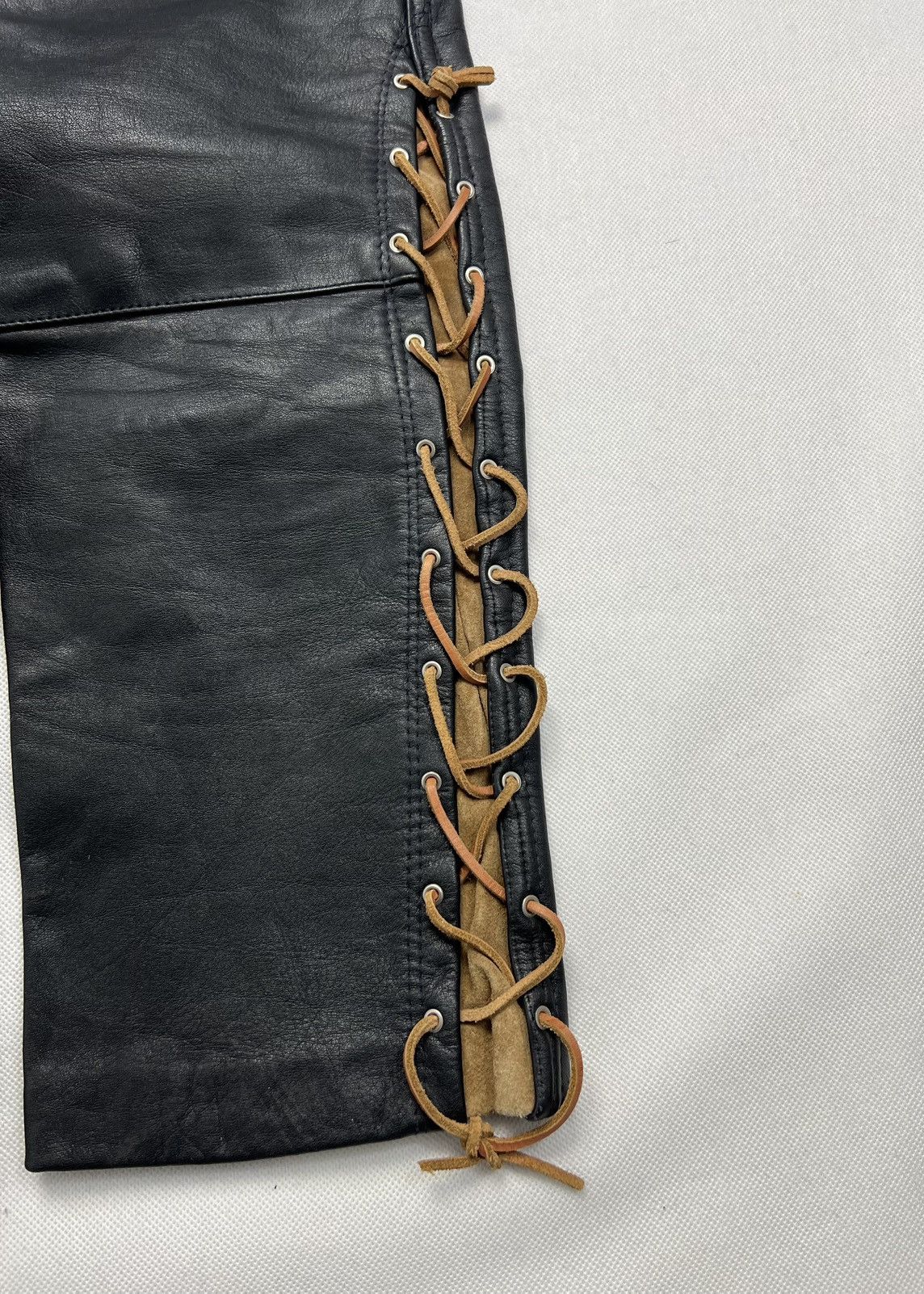 Vintage Heavy Leather Pants Vintage 90’s Black Real Leather Size US 34 / EU 50 - 6 Thumbnail