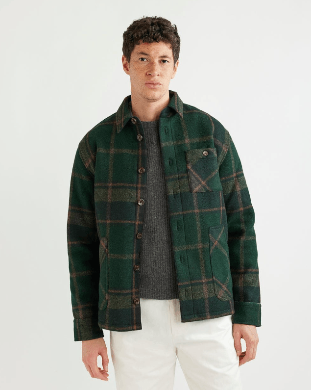 Percival Percival Dax Check Jacket Borg Lined Green Shacket Overshirt Size US L / EU 52-54 / 3 - 1 Thumbnail