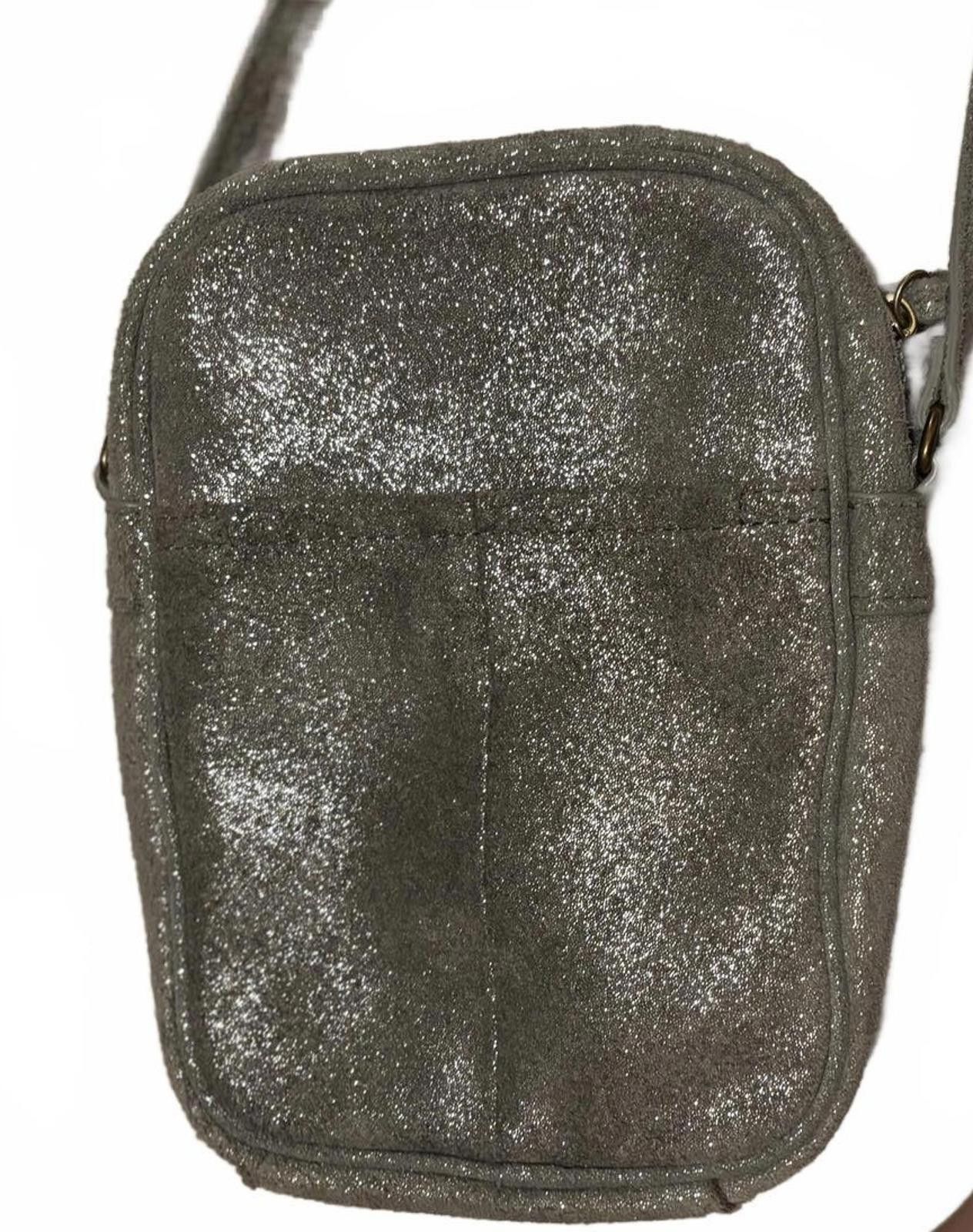 Designer LIKE NEW American Leather Co Shimmery Gunmetal Crossbody Bag Size ONE SIZE - 3 Thumbnail