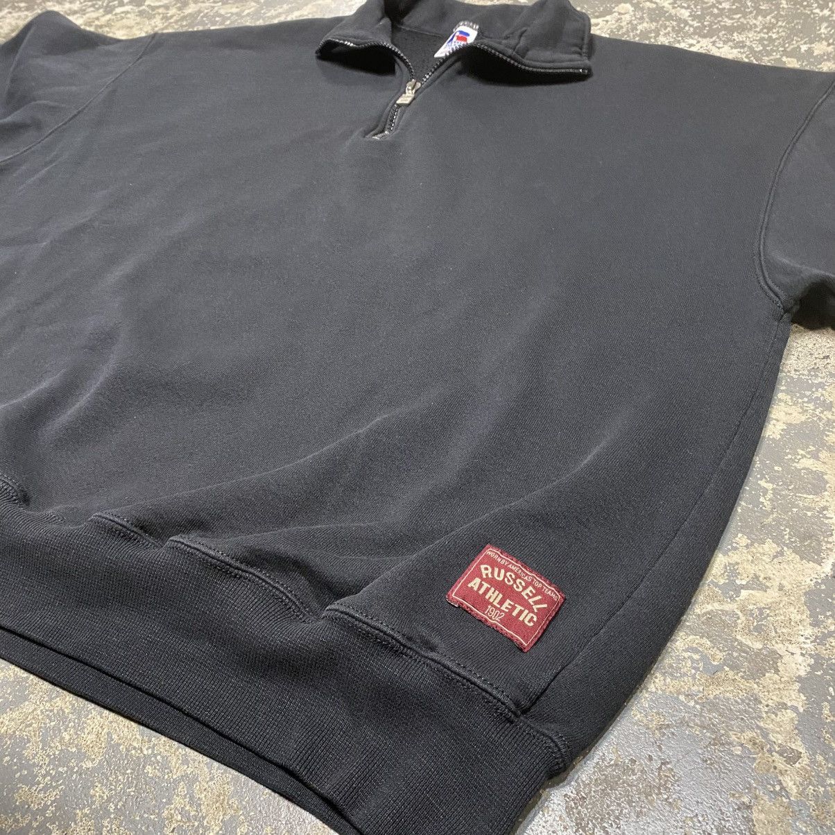 Russell Athletic × Vintage Vintage Russell Athletic Black Blank Boxy 1/4 zip Crewneck Size US XXL / EU 58 / 5 - 7 Thumbnail
