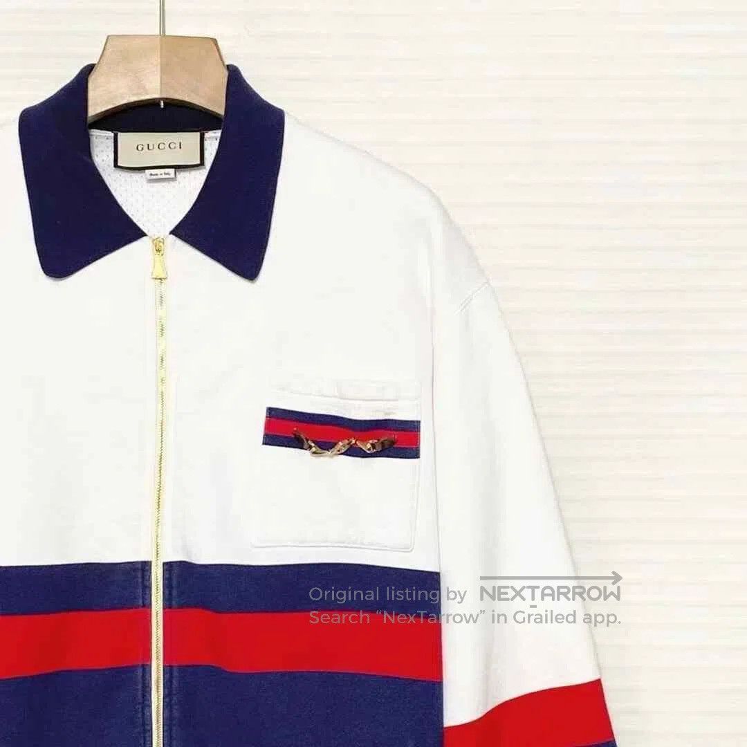 Gucci Gucci Red Blue Distressed Horsebit Jacket. Size US L / EU 52-54 / 3 - 3 Thumbnail