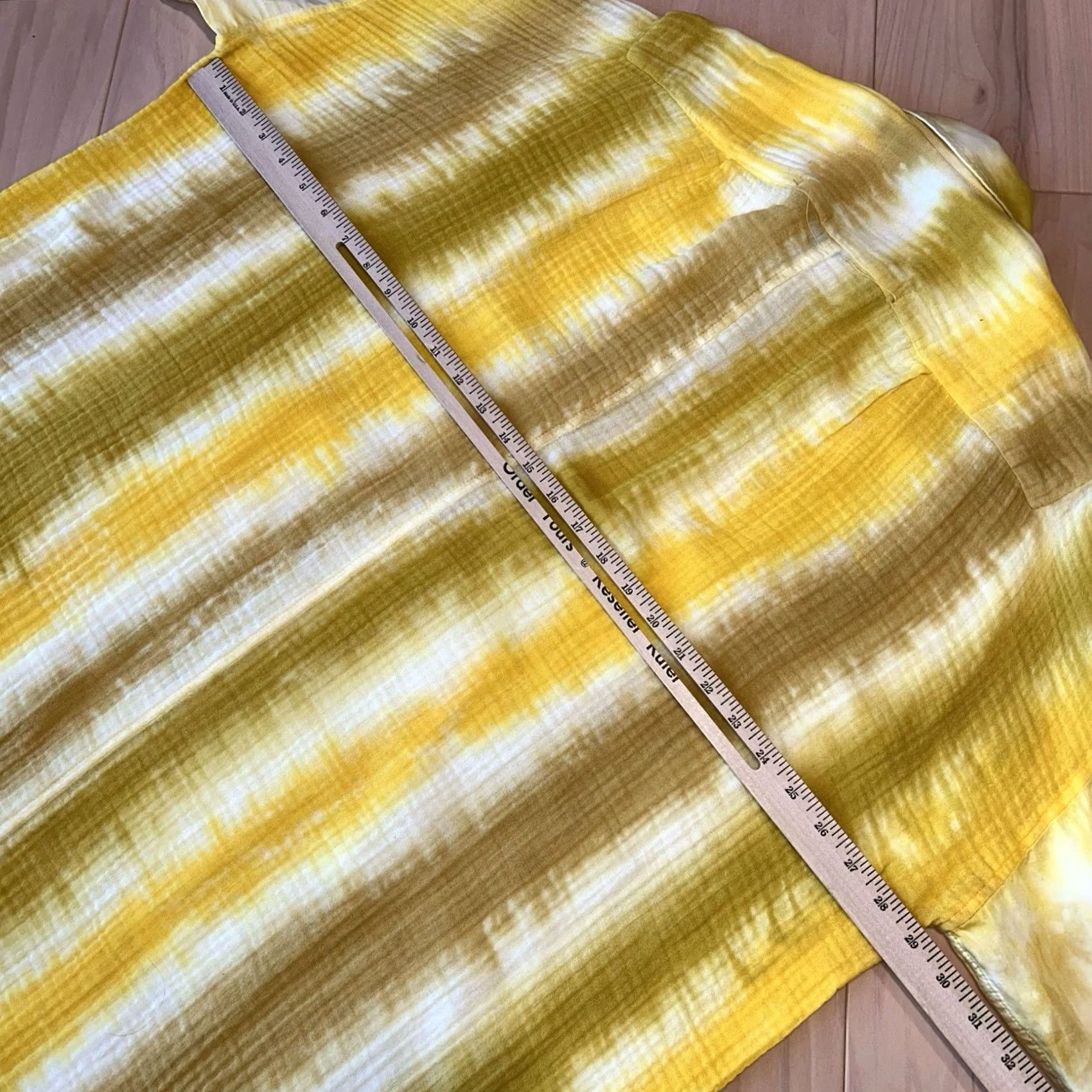 Vintage Raquel Allegra Caftan Shirt Dress Yellow Stripe Tye Dye Women’s One Size Size ONE SIZE - 5 Thumbnail