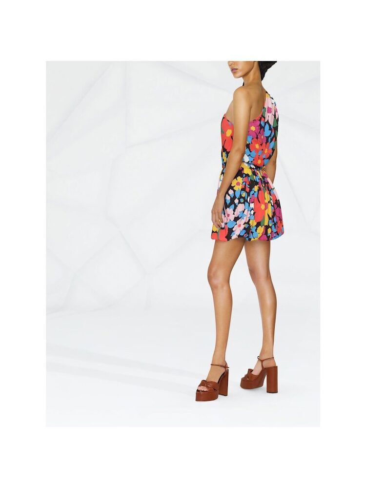 Saint Laurent Paris o1s1wg111024 One-Shoulder Mini Dress in Sablé in Multicolor Size S / US 4 / IT 40 - 6 Thumbnail