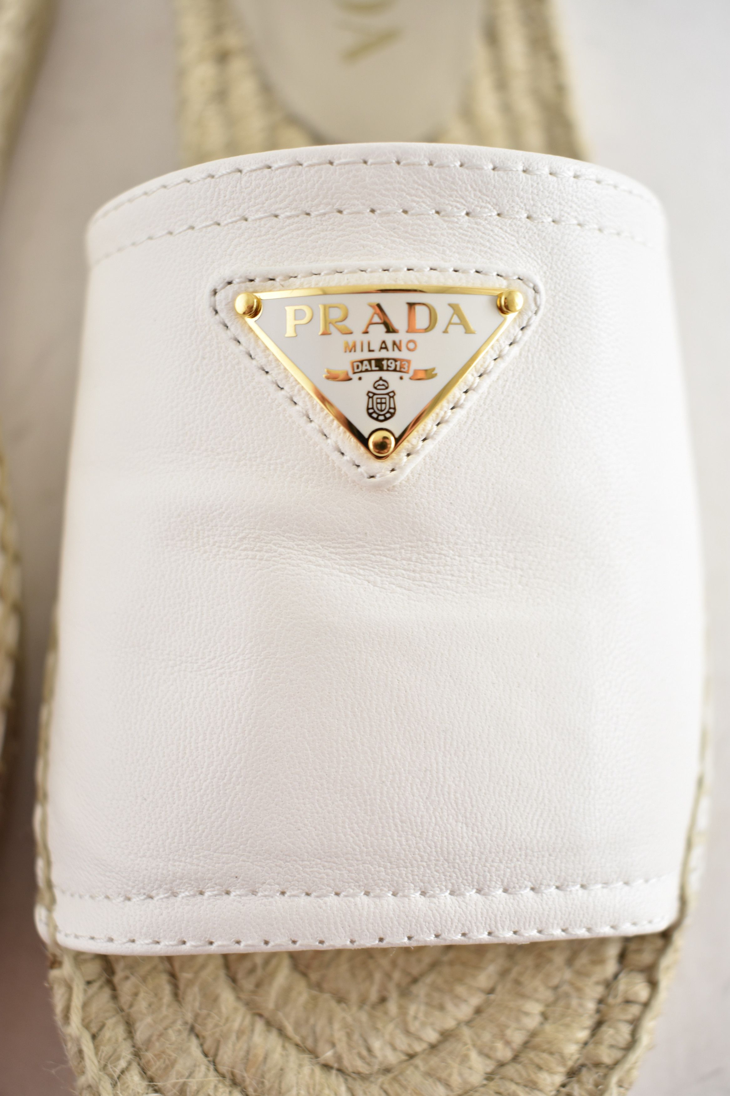 Prada Prada Triangle Logo Leather Espadrille Slide Sandal Flat 37 Size US 7 / IT 37 - 12 Thumbnail