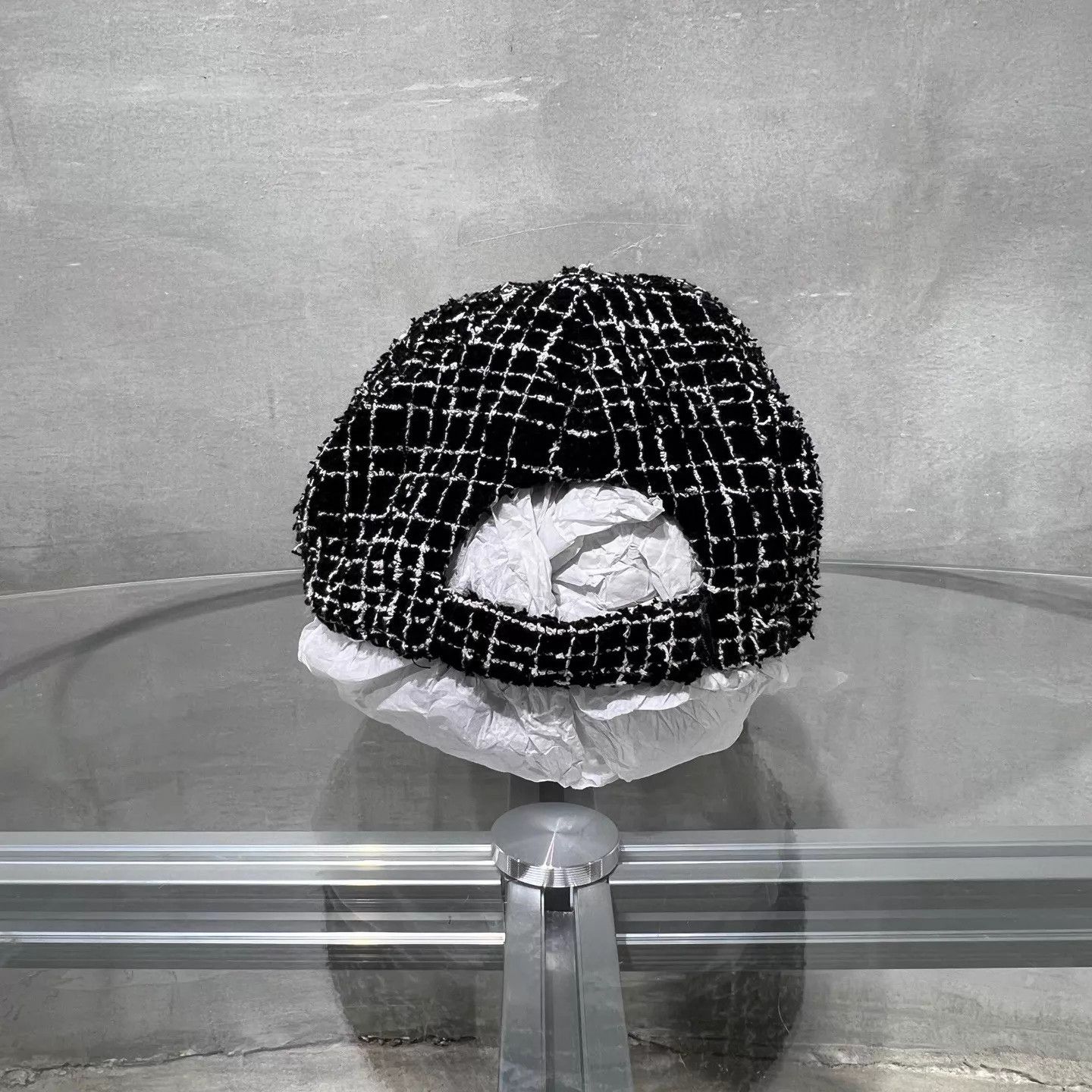 Chanel CHANEL tweed CC logo black and white wool baseball cap Size ONE SIZE - 4 Thumbnail