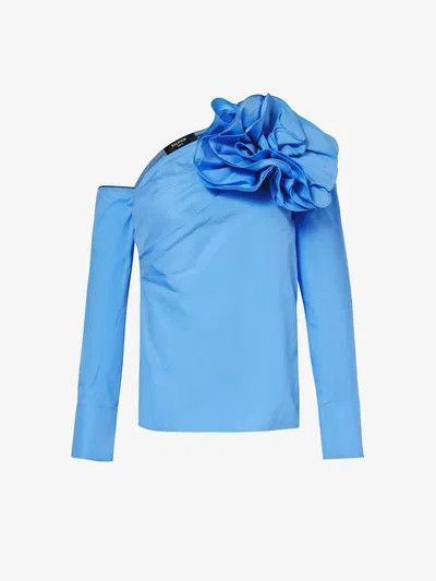 Balmain o1s1wg110825 Floral Embellished Blouse in Blue Size XL / US 12-14 / IT 48-50 - 1 Thumbnail