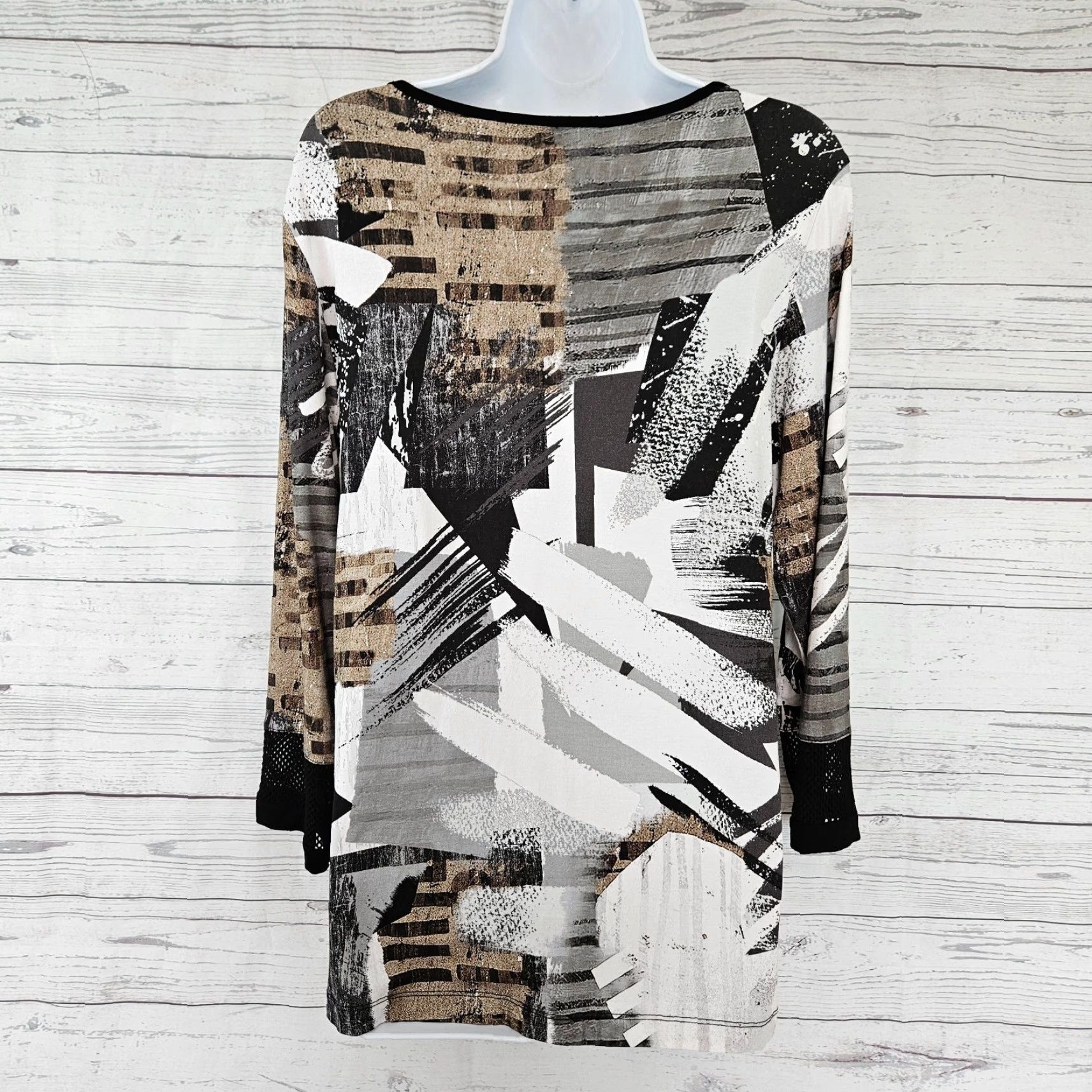 Vintage Dolcezza Simply Art Womens Top XL Black White 3/4 Sleeve Blouse Size XL / US 12-14 / IT 48-50 - 3 Thumbnail