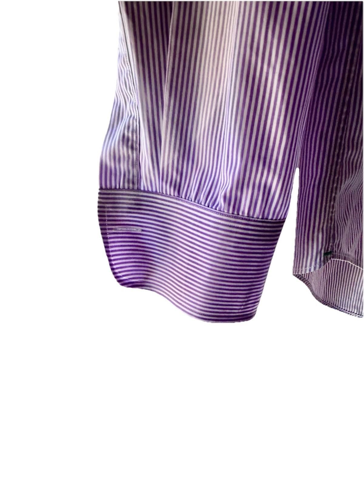 Sid Mashburn Sid Mashburn Dress Shirt – Purple/White Stripe 35 Size 36R - 6 Thumbnail