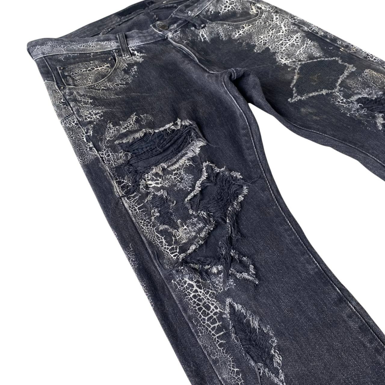 JACKROSE Rocker Jackrose LuvMaison Python+SpiderWeb Distressed Denim Size US 28 / EU 44 - 5 Thumbnail