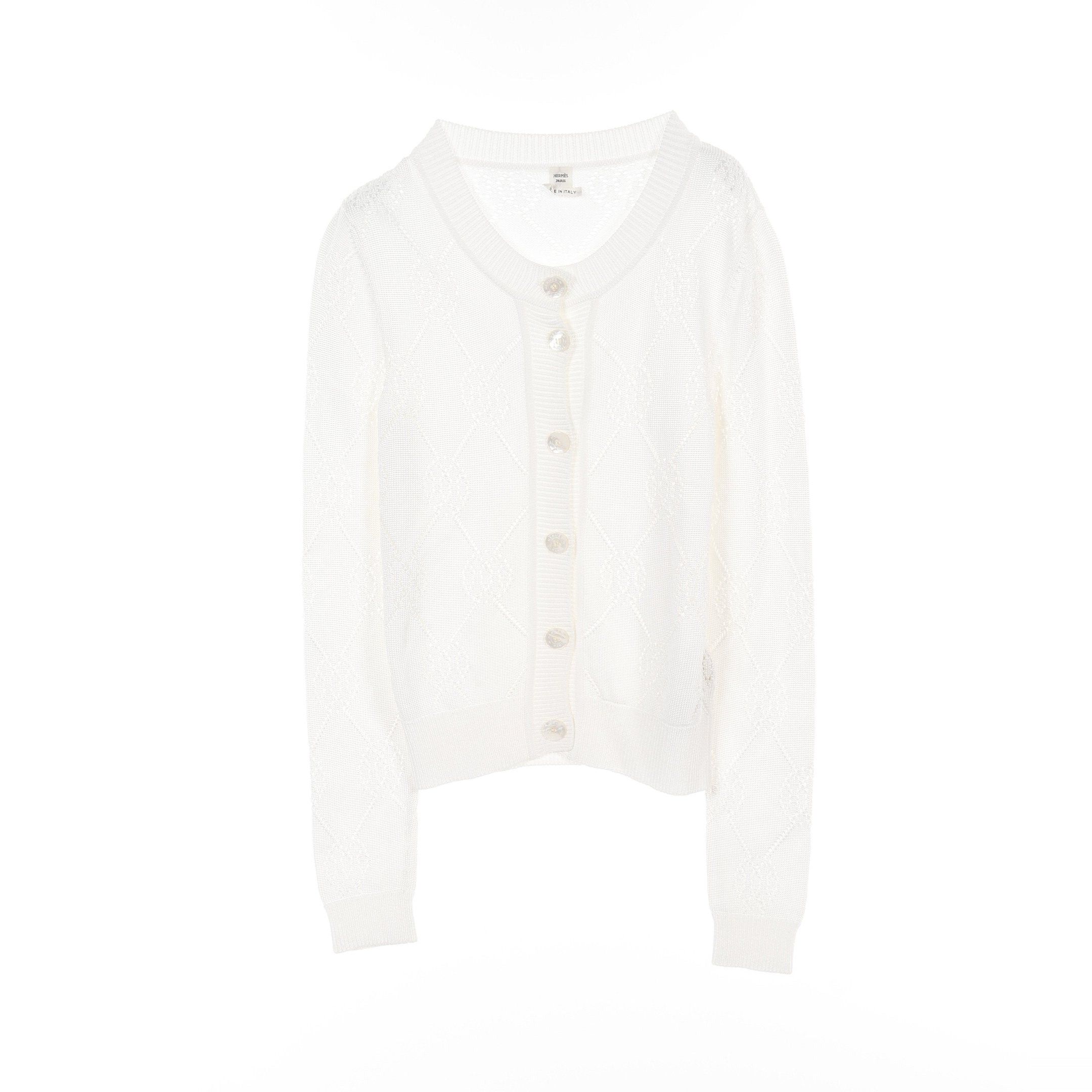 Hermes Hermes H Lift Serie Button Cardigan Rayon Cotton White Size ONE SIZE - 1 Thumbnail