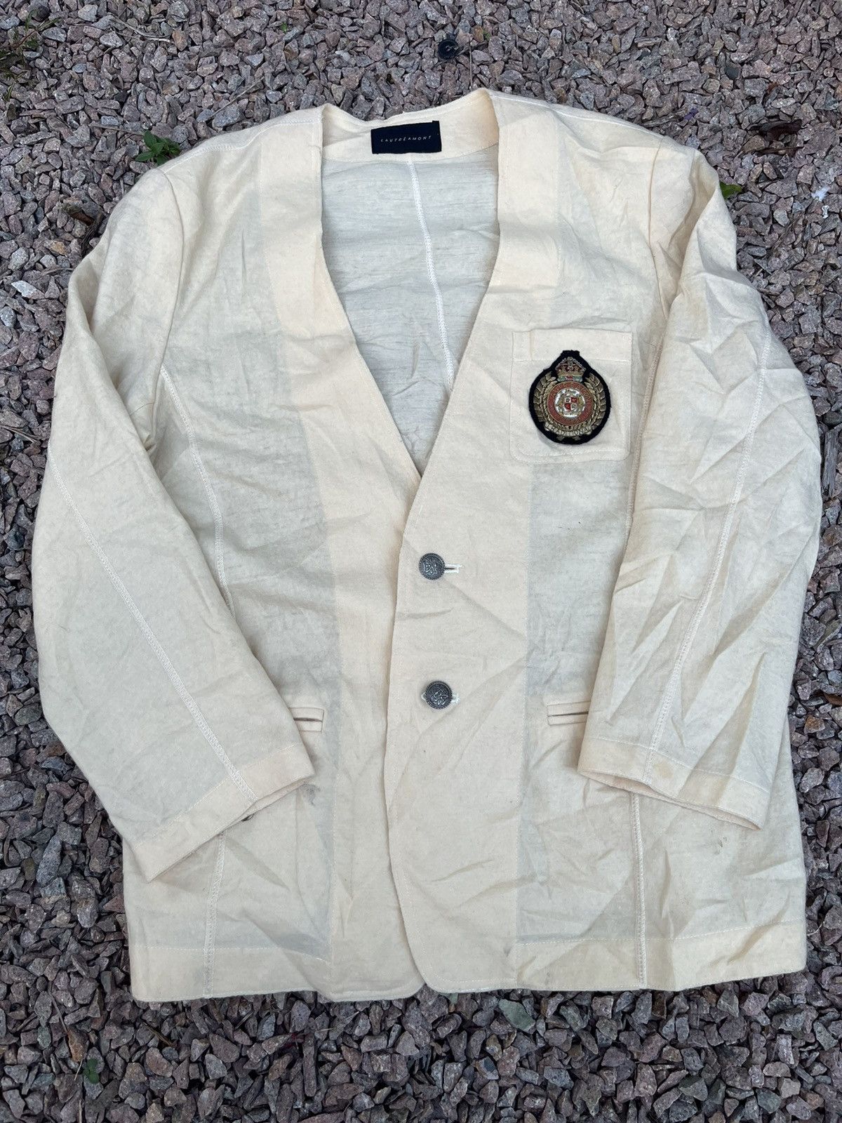 image of Avant Garde Japanese Designer Lautreamont Light Yellow Wool Outerwear, Men's (Size Large)