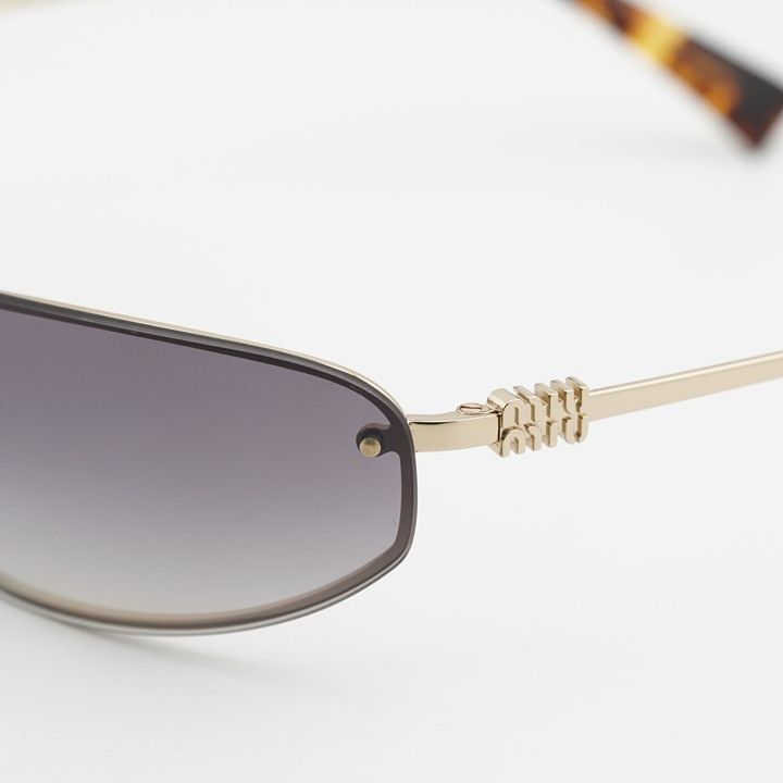Miu Miu Miu Miu MUA50S ZVN30C Sunglasses Gold Rectangle Frame Size ONE SIZE - 9 Thumbnail