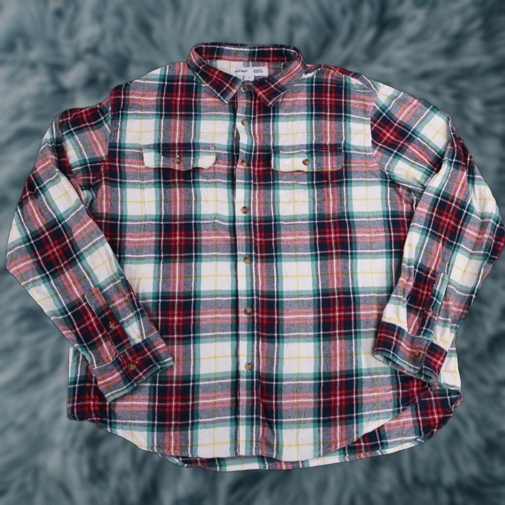 Old Navy Old Navy Flannel Shirt Men's 2XL Multicolor Plaid Long Sleeve Size US XXL / EU 58 / 5 - 1 Thumbnail