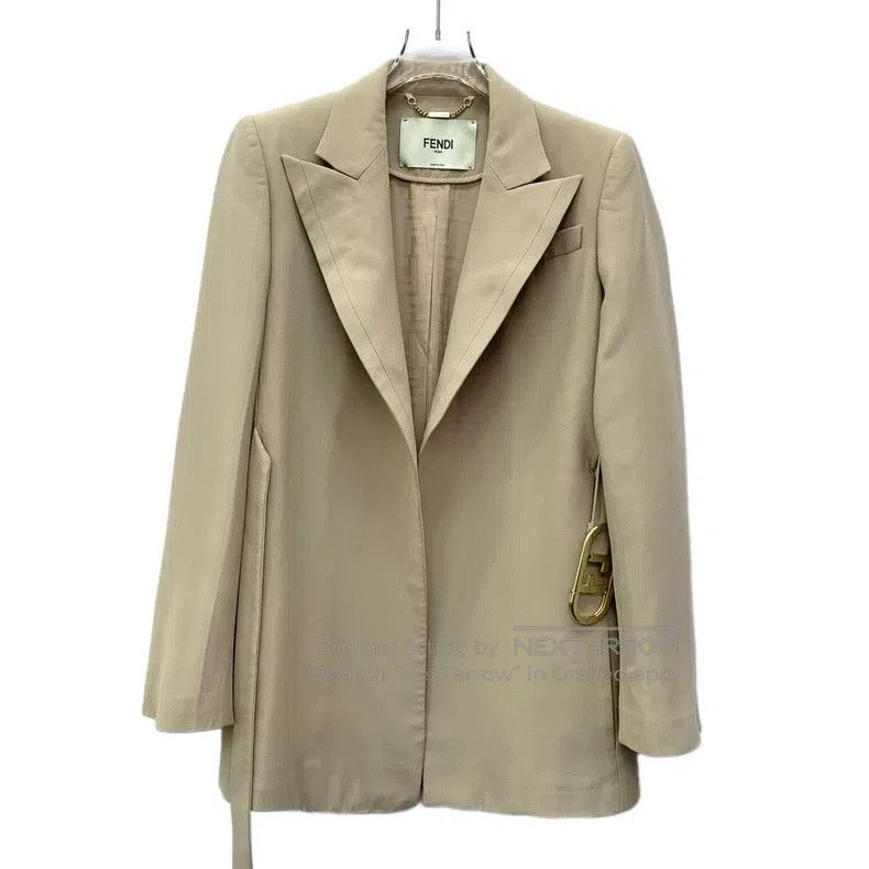 Fendi Fendi Khaki lapel belt long sleeve business suit jacket Size 4XL / US 24-26 - 1 Thumbnail