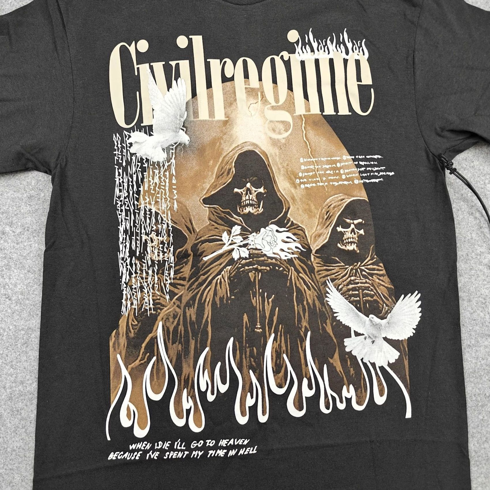 Vintage Civil Regime Shirt Mens M Black Grim Reaper Flames Doves Graphic Streetwear Shirt Mens M Black Grim Reaper Flames Doves Graphic Streetwear Size US M / EU 48-50 / 2 - 2 Thumbnail