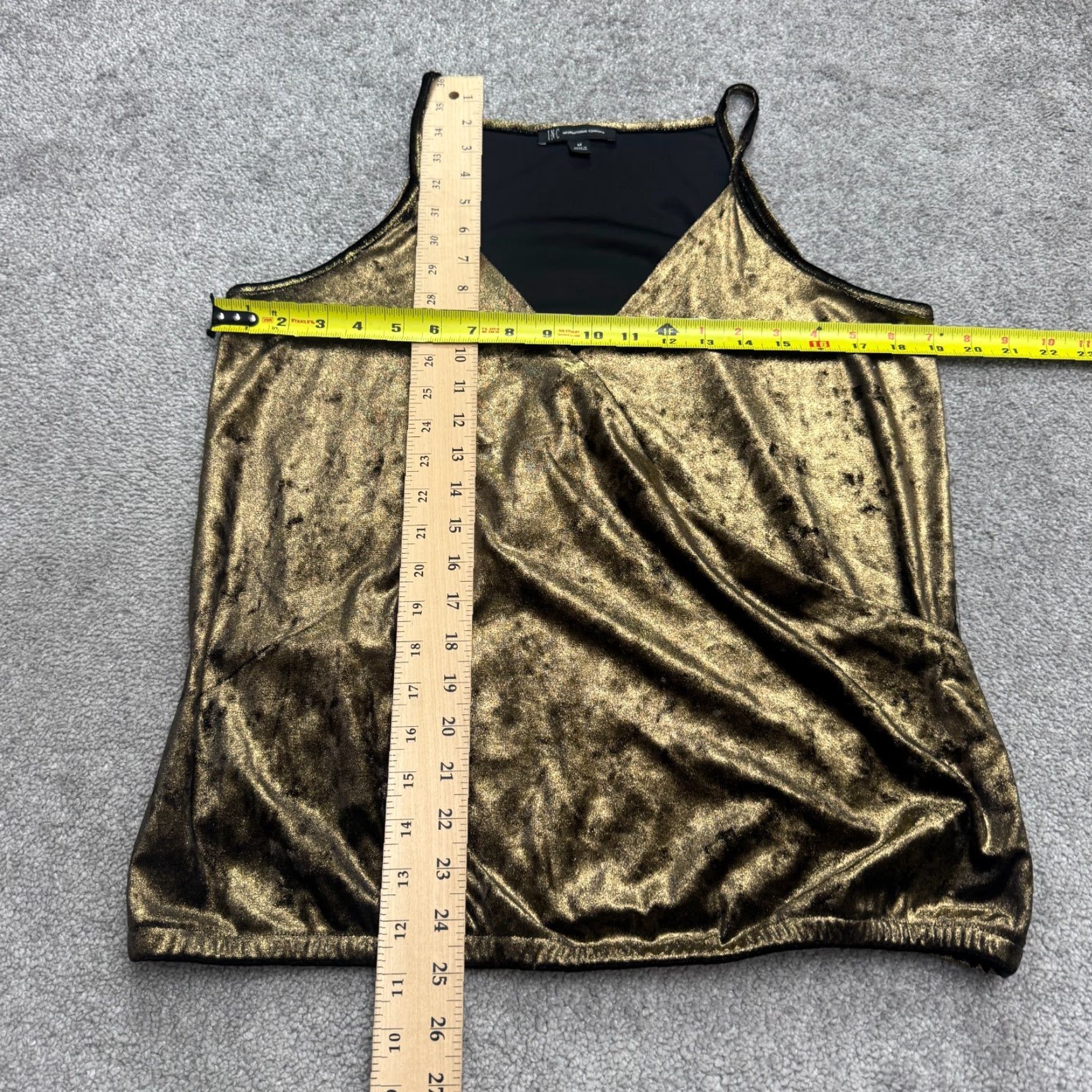 Vintage INC International Concept Tank Top Womens Medium Gold Velvet Shiny Metallic Logo Sleeveless Solid Size M / US 6-8 / IT 42-44 - 5 Thumbnail